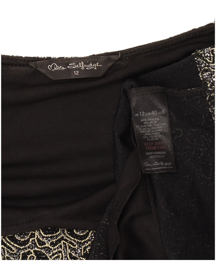 MISS SELFRIDGE Womens Cami Top UK 12 Medium  Black Paisley Nylon