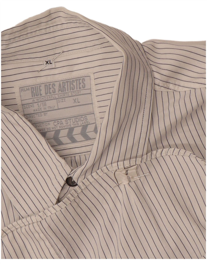 Camicia da uomo VINTAGE XL in cotone gessato bianco