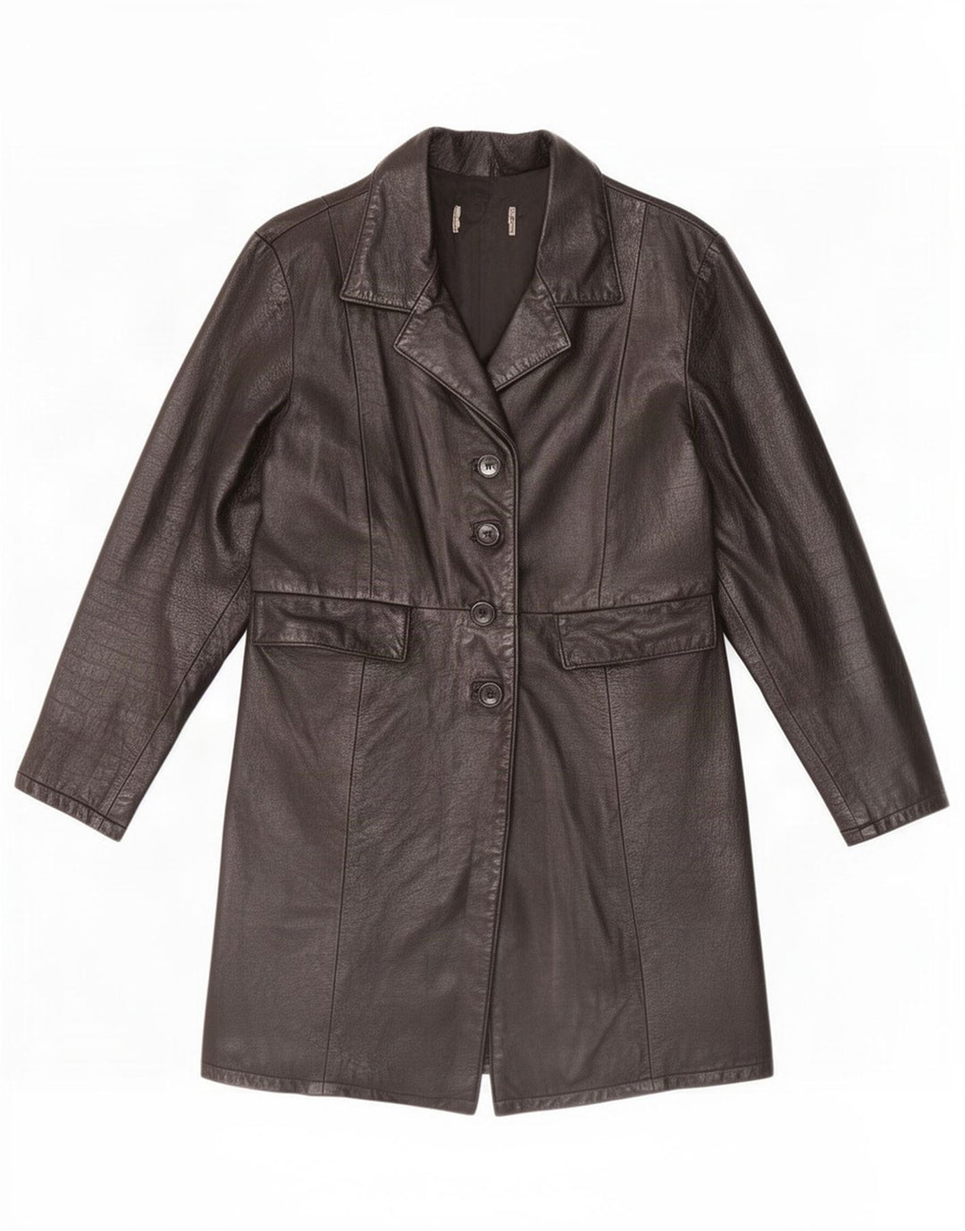 Cappotto in pelle vintage da donna UK 14 medio nero