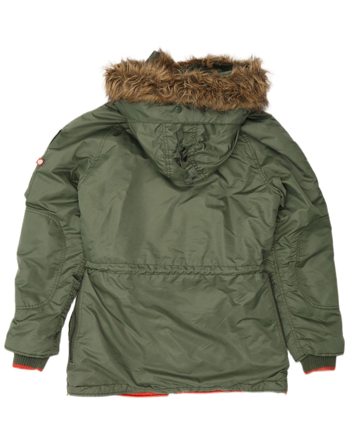 Giacca parka da uomo con cappuccio Superdry UK 36 Small Green Nylon