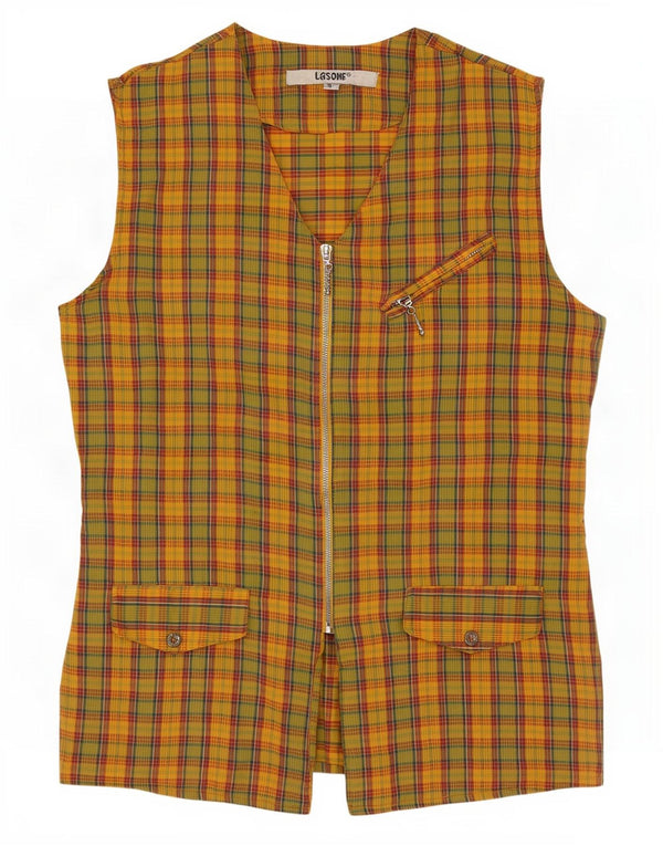 Gilet da donna vintage EU 38 cotone a quadri multicolore medio