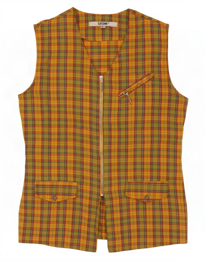 Gilet da donna vintage EU 38 cotone a quadri multicolore medio
