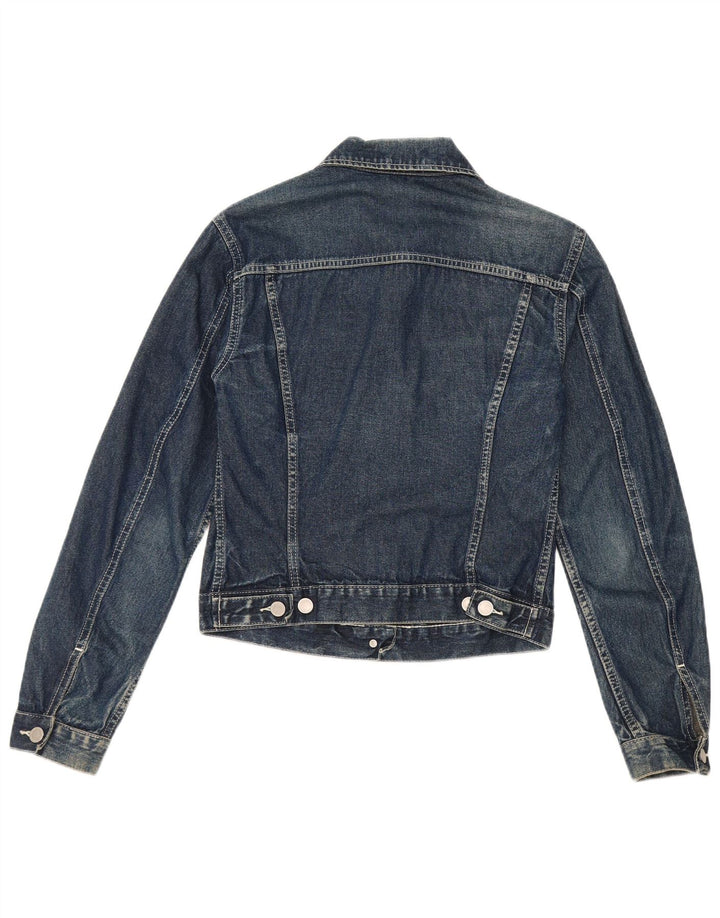 Giacca in denim corto da donna Benetton UK 10 piccolo cotone blu