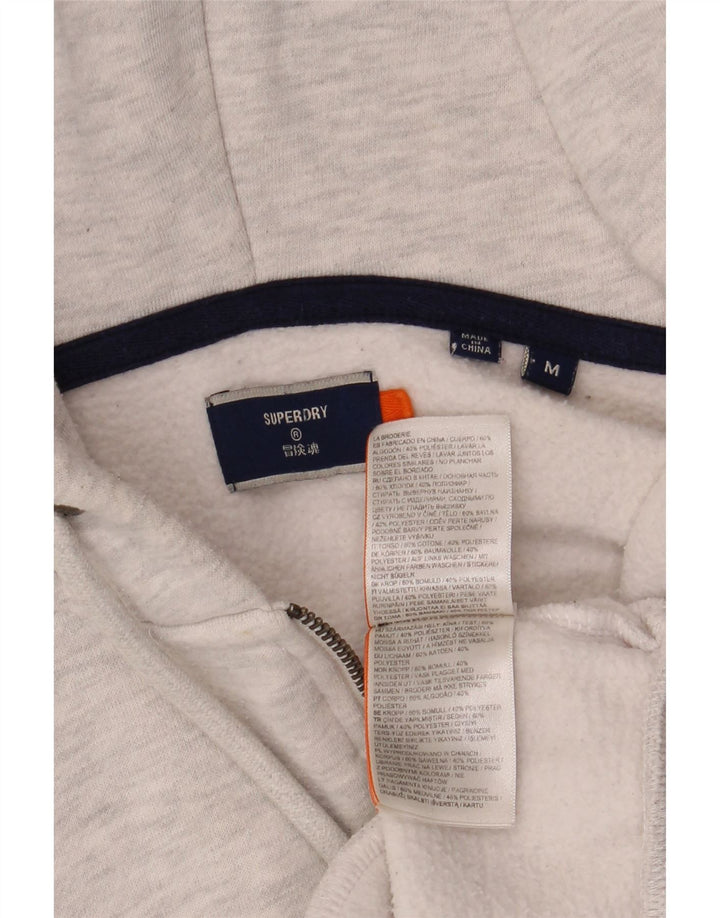 Maglione con cappuccio e zip da uomo Superdry in cotone grigio medio