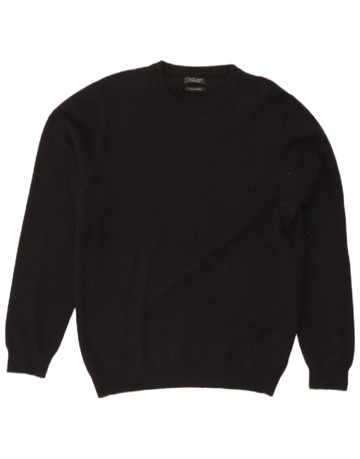 Maglione maglione girocollo da uomo Zara grande in cashmere nero