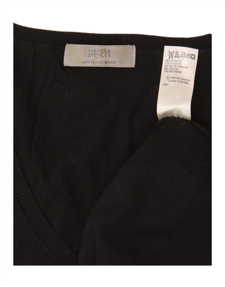 Maglione da donna Marks & Spencer con maniche a 3/4 e scollo a V, UK 12, medio, nero
