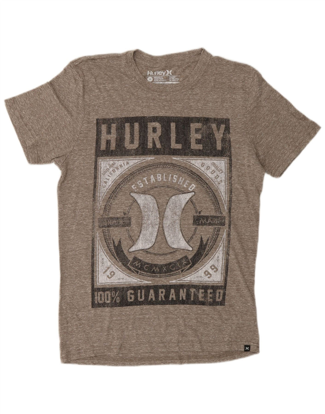 T-shirt grafica da uomo con vestibilità premium HURLEY, grigio medio chiazzato