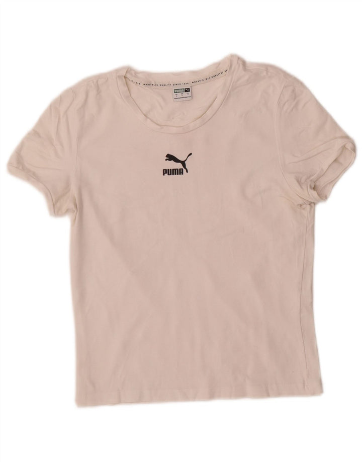 T-shirt grafica corta da donna Puma UK 8 piccola bianca