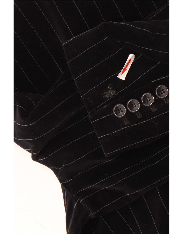 Giacca blazer in velluto da donna a 2 bottoni Esprit UK 14 grande gessato nero