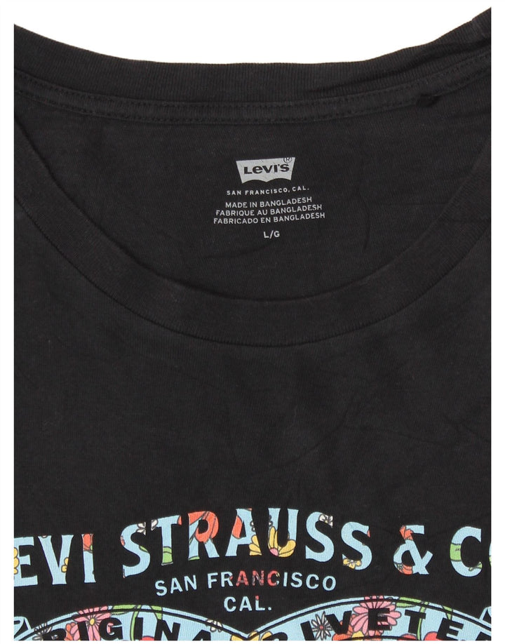 T-shirt grafica da donna Levi's Top UK 16 grande nera