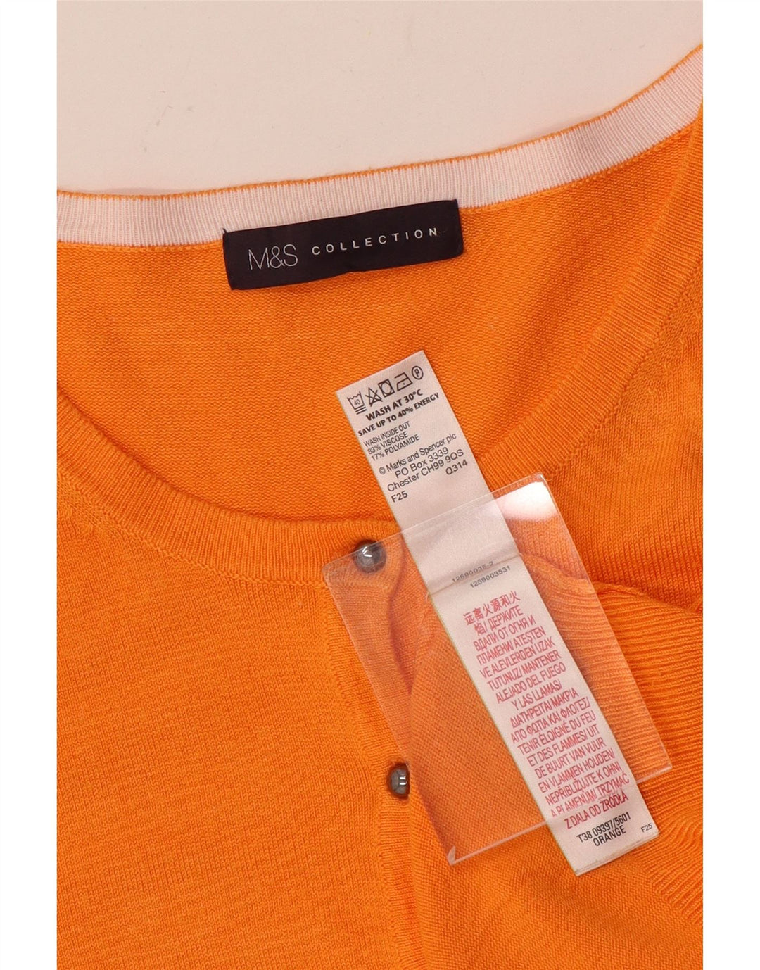 Maglione cardigan da donna Marks & Spencer UK 12 Viscosa arancione medio