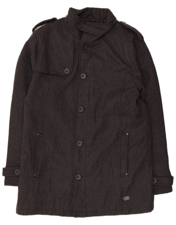 Cappotto militare da uomo misto UK 44 2XL lana grigia