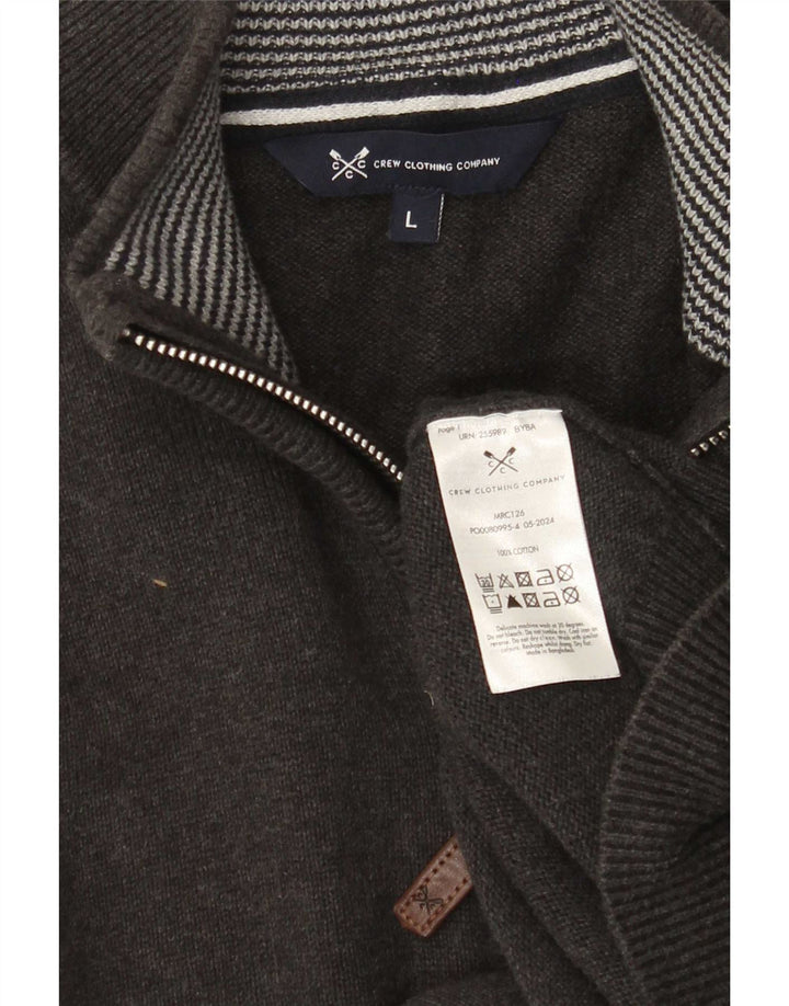 Crew Clothing Maglione da uomo con zip e collo grande in cotone grigio