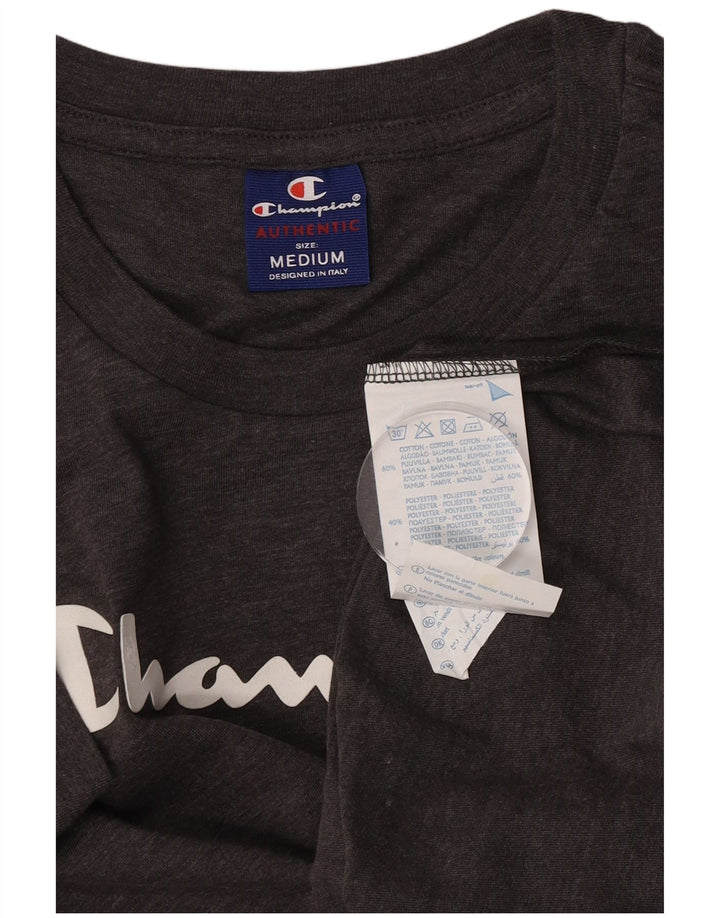 T-shirt grafica da uomo Champion Top in cotone grigio medio
