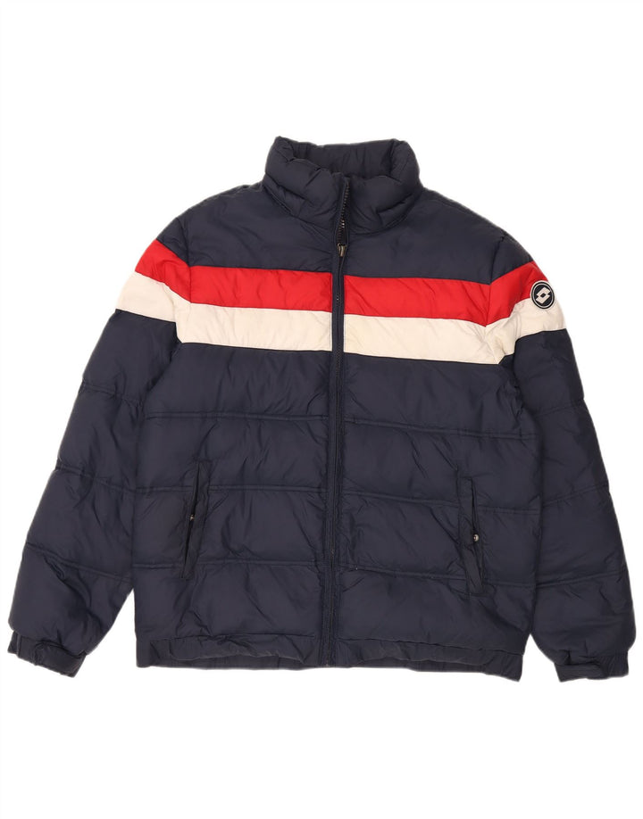 Giacca imbottita da uomo LOTTO UK 40 Large in nylon color block blu navy