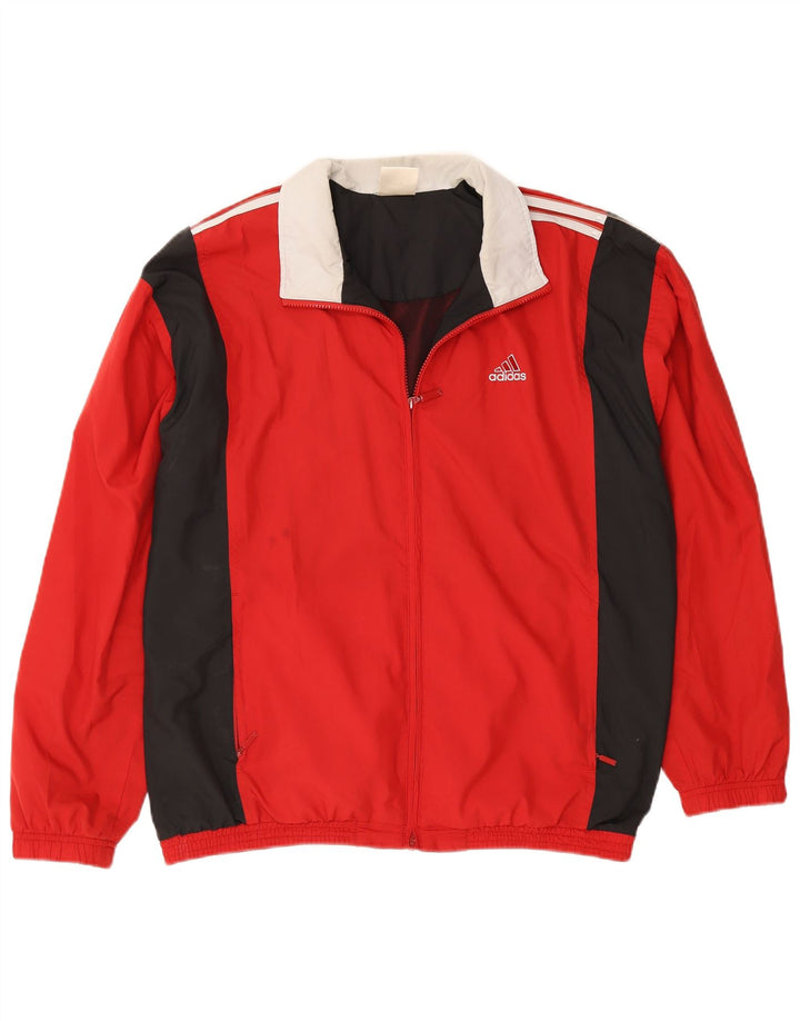 Giacca da tuta da uomo Adidas XL rossa in poliestere color block