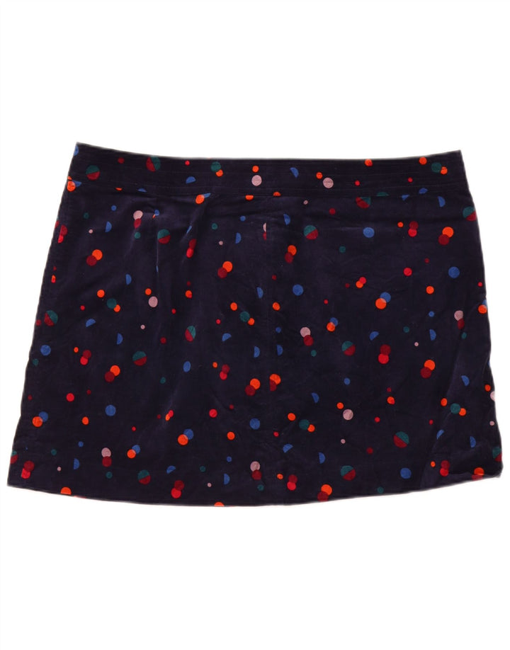 MONSOON Minigonna da donna in velluto UK 20 2XL W40 Cotone maculato blu navy