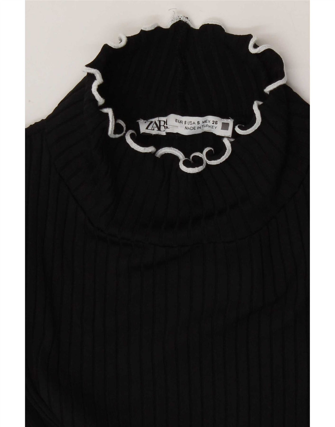 Top corto da donna Zara in camicetta UK 8 Small nero in poliammide