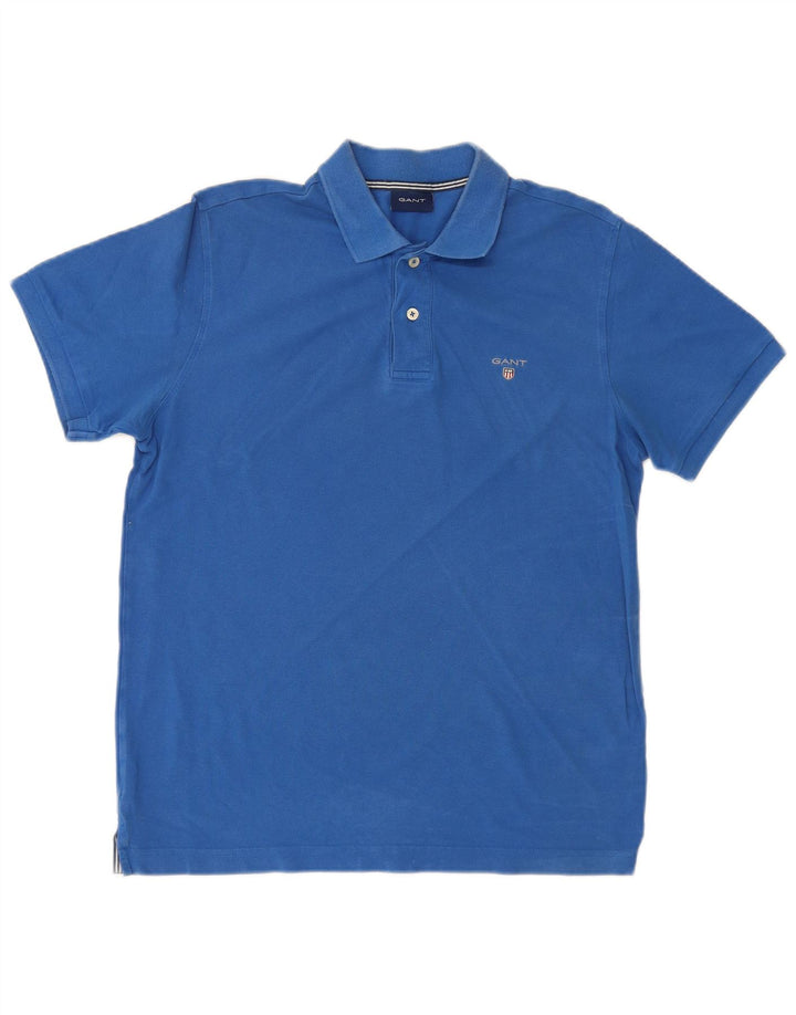 Polo da uomo Gant in cotone blu medio