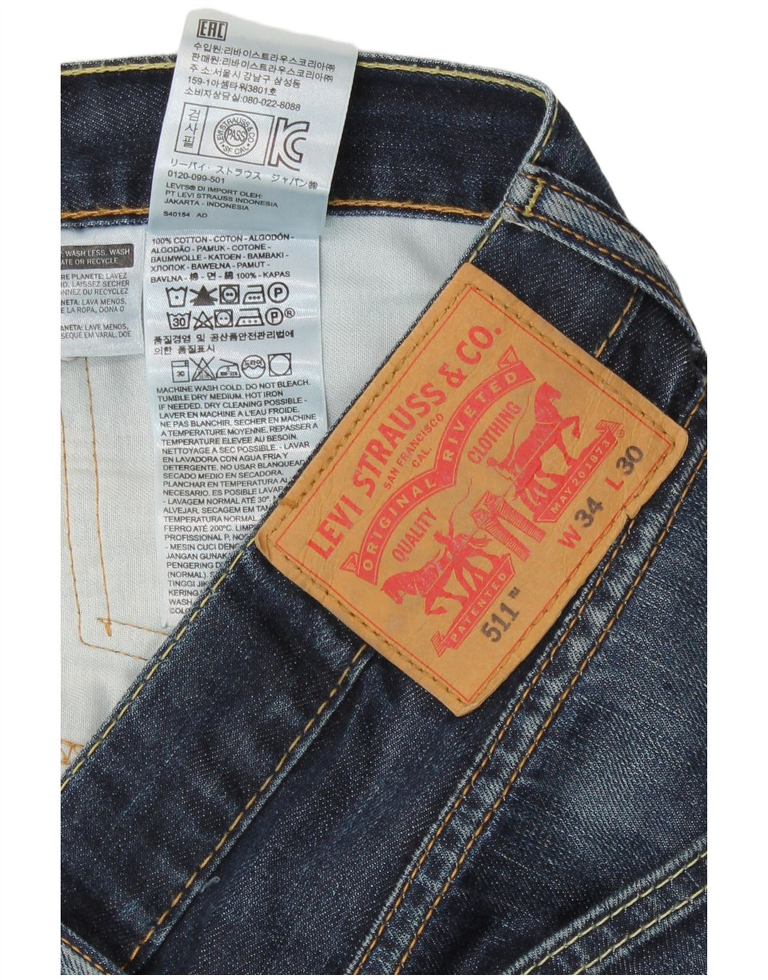 Jeans Levi's Uomo 511 Slim W34 L30 Cotone Blu