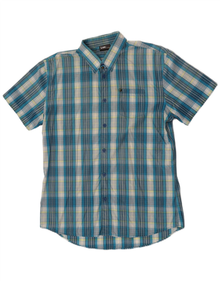 Camicia a maniche corte da uomo Lee XL in cotone a quadri blu