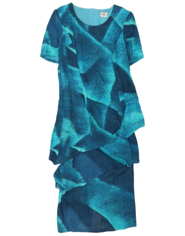 Vicini Abito maxi peplo da donna a 1/2 maniche UK 18 XL Blu Colourblock