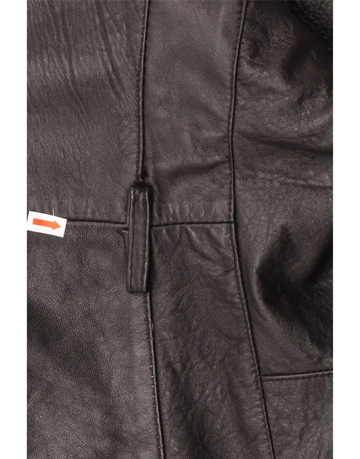 Giacca in pelle doppiopetto vintage da uomo UK 40 grande in pelle nera