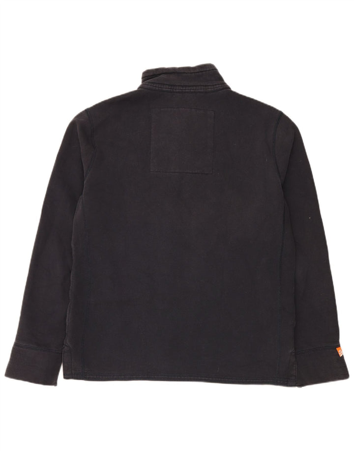 Felpa da uomo con collo con bottoni grafici Superdry, maglione grande, cotone nero