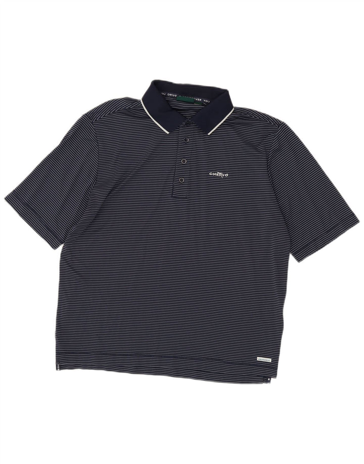 Polo Uomo Chervo IT 48 Medium Blu Navy Gessato Poliammide