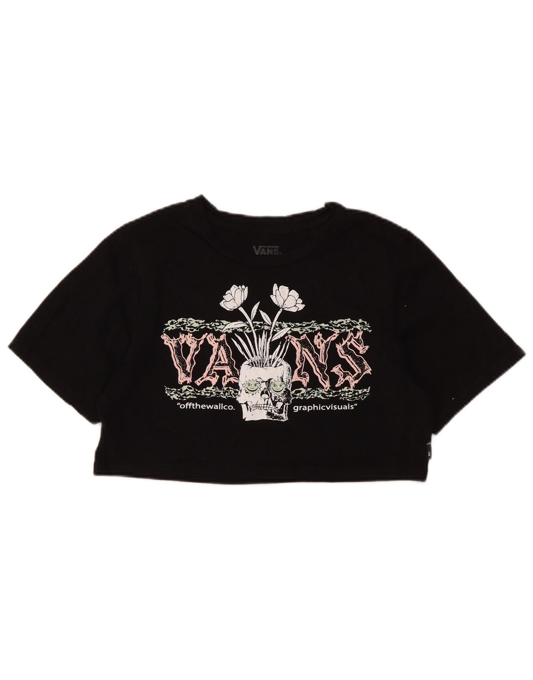 T-shirt grafica corta da donna Vans UK 12 cotone medio nero