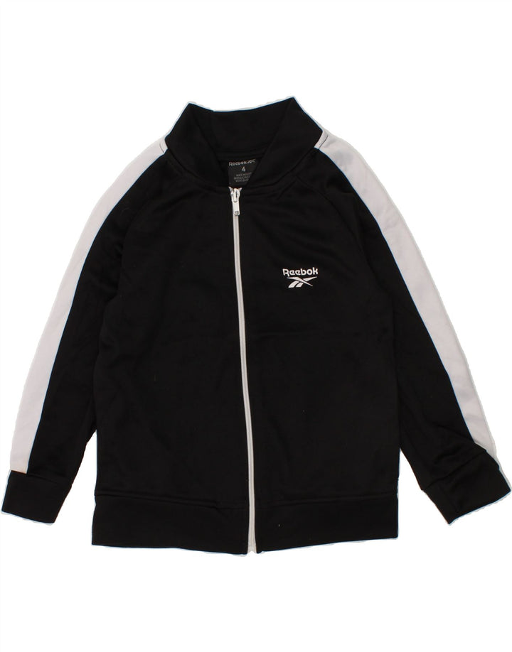 REEBOK Boys Graphic Tracksuit Top Jacket 3-4 Years Black Colourblock Vintage Reebok and Second-Hand Reebok from Messina Hembry 