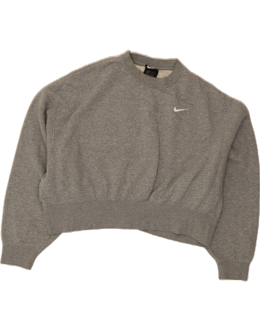 NIKE Womens Oversized Crop Sweatshirt Jumper UK 6 XS Grey Cotton Vintage Nike and Second-Hand Nike from Messina Hembry 