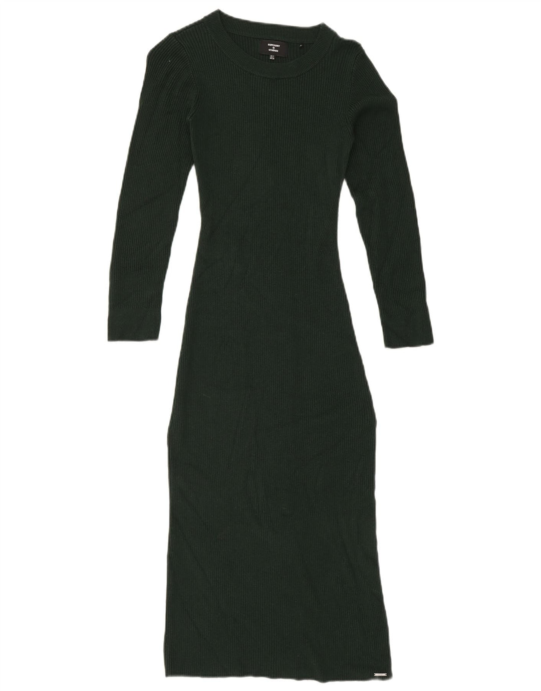 Abito aderente in maglia da donna Superdry UK 8 Small verde viscosa