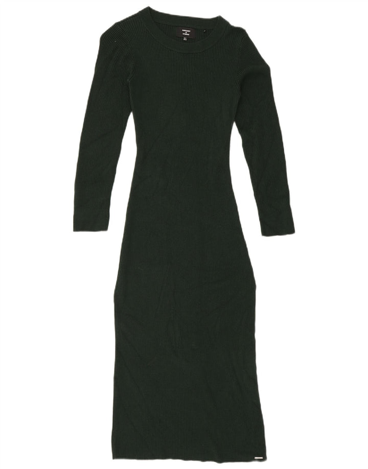 Abito aderente in maglia da donna Superdry UK 8 Small verde viscosa