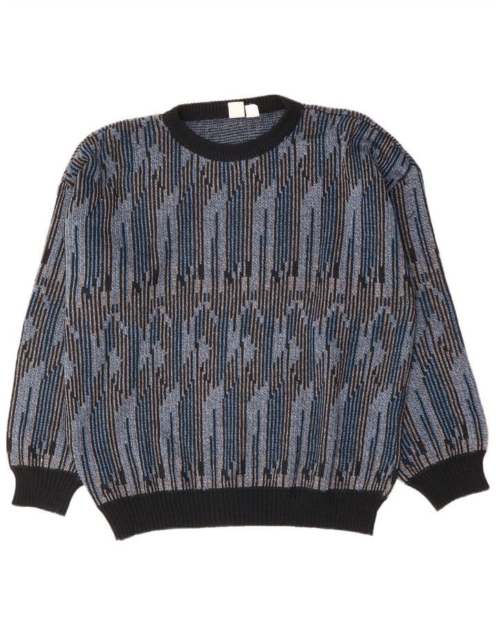 Maglione maglione girocollo da uomo Mark Astor XL poliacrilico a righe blu