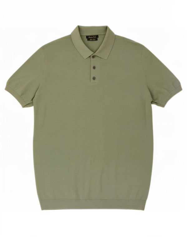 Massimo Dutti Mens Polo Shirt Large Green Cotton