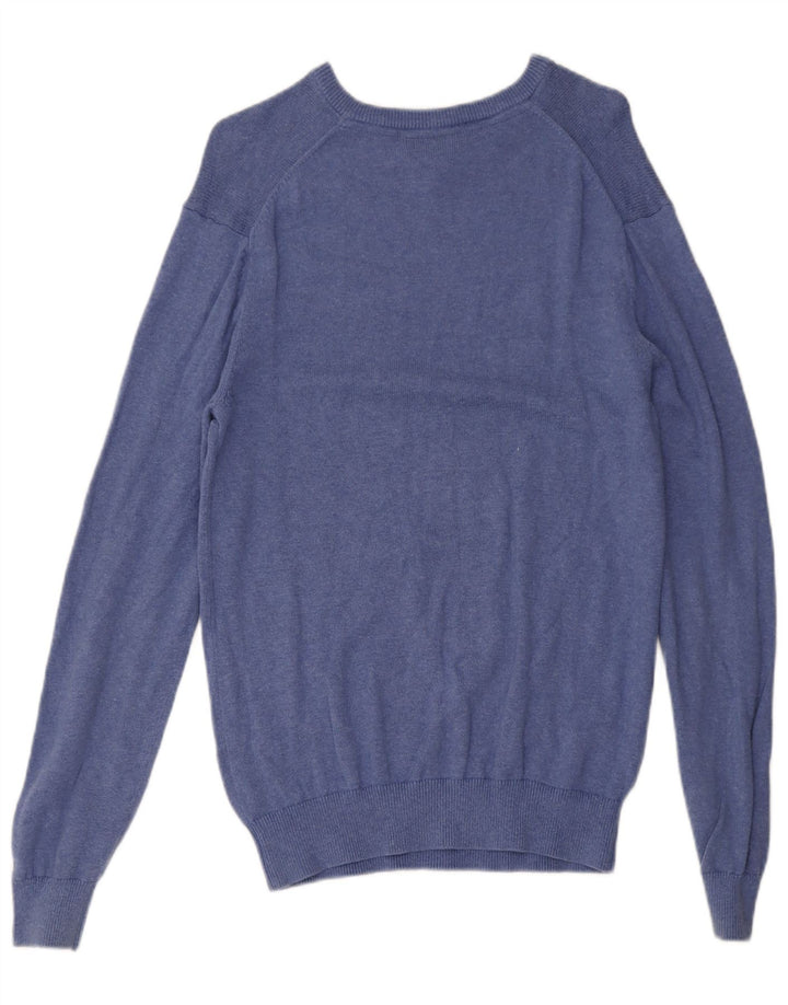 Crew Clothing Maglione da uomo con scollo a V in cotone blu medio
