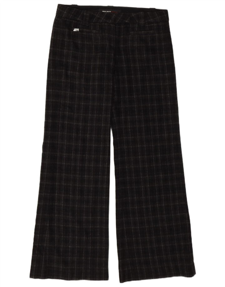 Pantaloni casual a gamba larga da donna Miss Sixty W28 L32 in lana a quadri neri