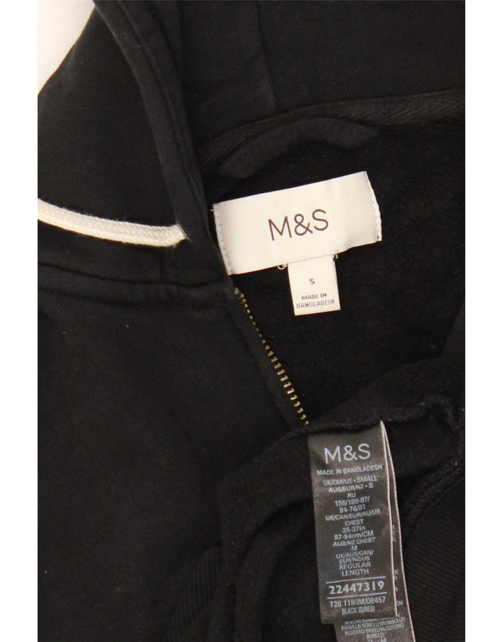 Maglione con cappuccio e zip da uomo Marks & Spencer in cotone nero medio