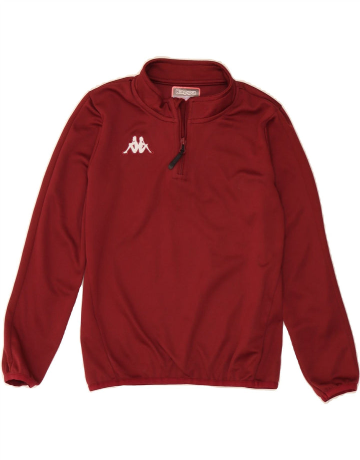 KAPPA Boys Zip Neck Pullover Tracksuit Top 9-10 Years Burgundy Polyester Vintage Kappa and Second-Hand Kappa from Messina Hembry 