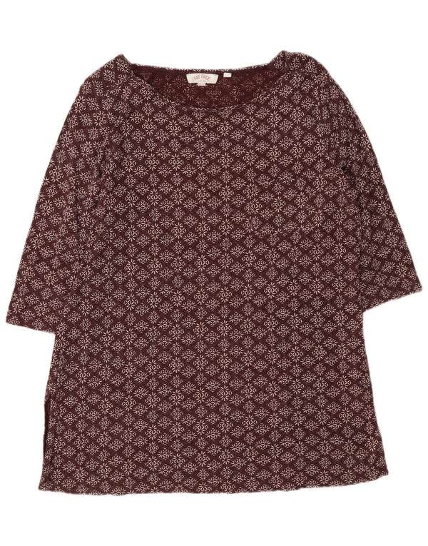 Top tunica con maniche a 3/4 da donna Fat Face UK 14 Grande cotone floreale bordeaux