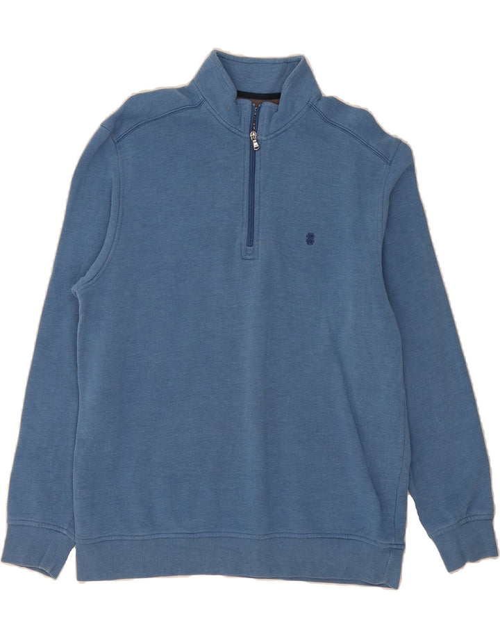 IZOD Mens Zip Neck Sweatshirt Jumper Large Blue Cotton Vintage Izod and Second-Hand Izod from Messina Hembry 