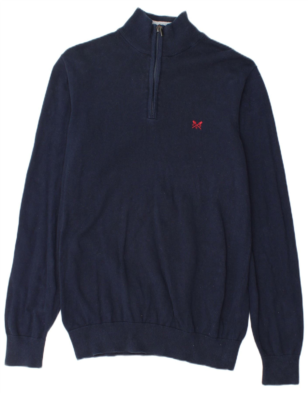 Crew Clothing Maglione da uomo con collo con zip, cotone medio blu navy
