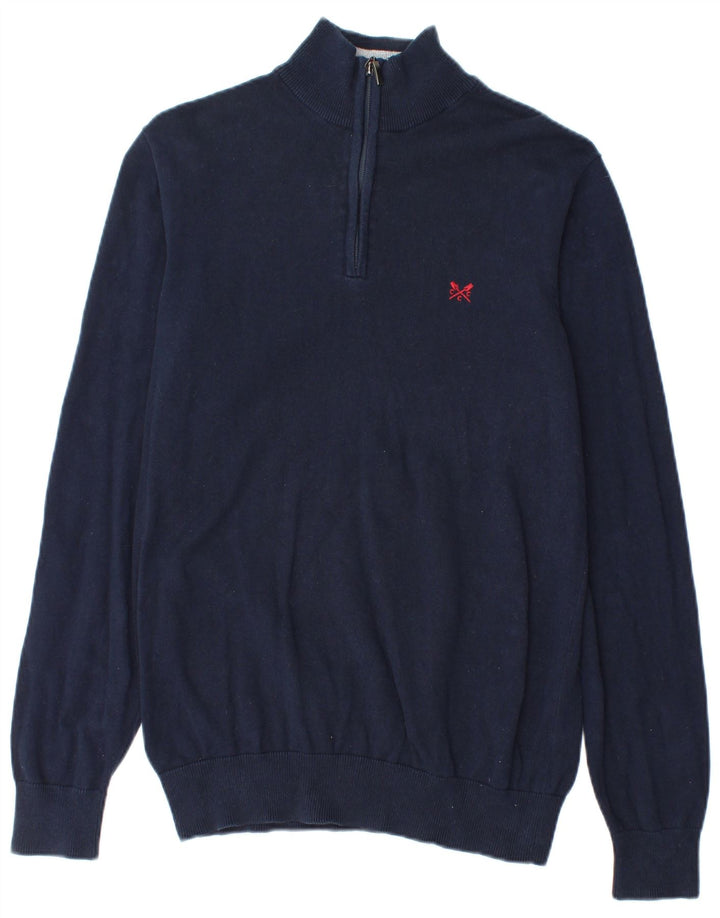 Crew Clothing Maglione da uomo con collo con zip, cotone medio blu navy