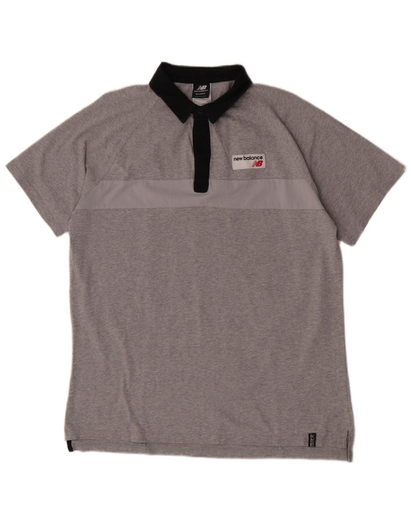 Polo da rugby da uomo New Balance XL in cotone grigio