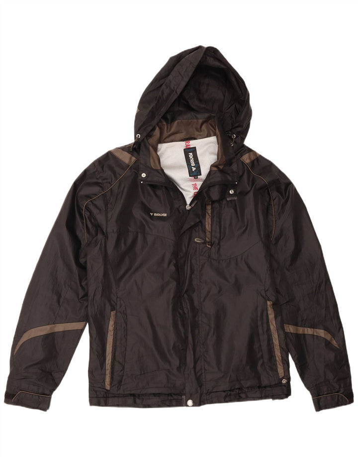 Giacca antipioggia con cappuccio da uomo Brugi UK 38 poliestere color block medio nero