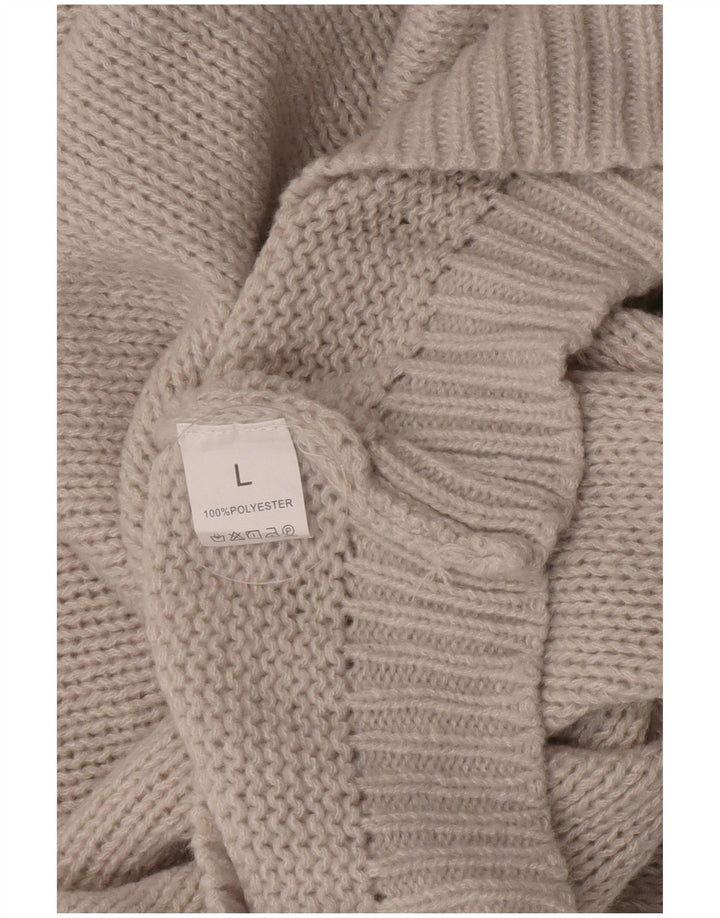 Maglione maglione girocollo da donna vintage UK 16 grande poliestere grigio