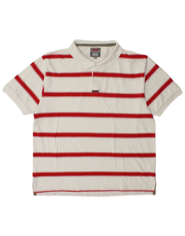 Polo da uomo Slam 2XL in cotone a righe bianche