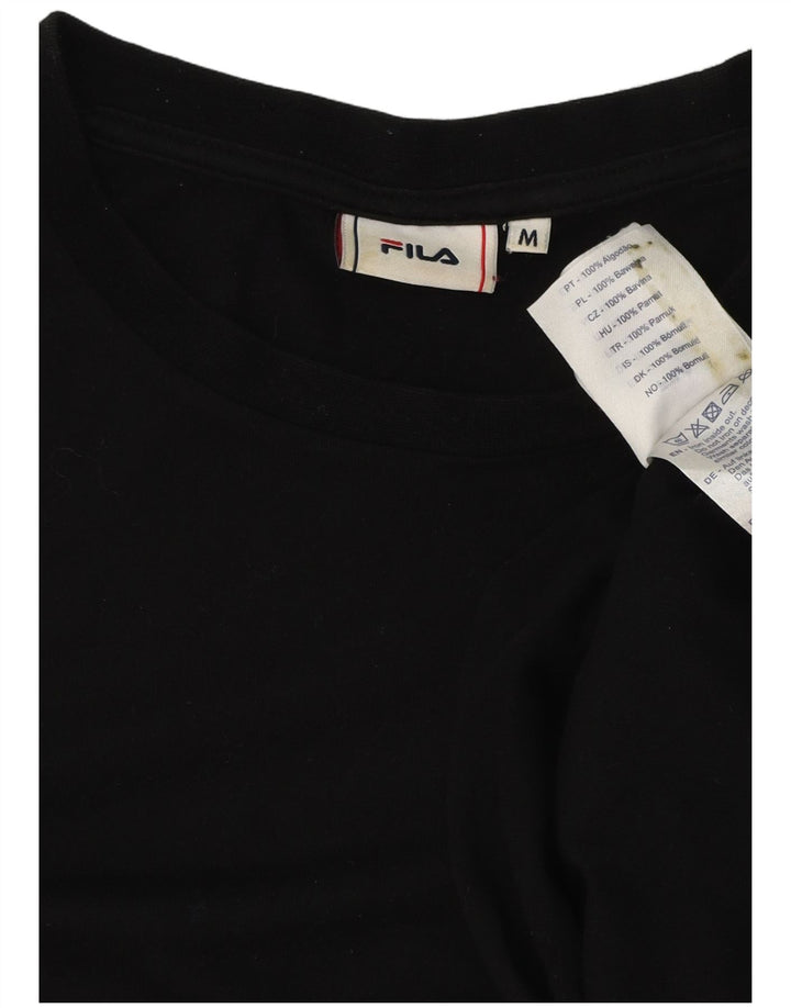 T-shirt grafica da uomo Fila Top in cotone color block medio nero