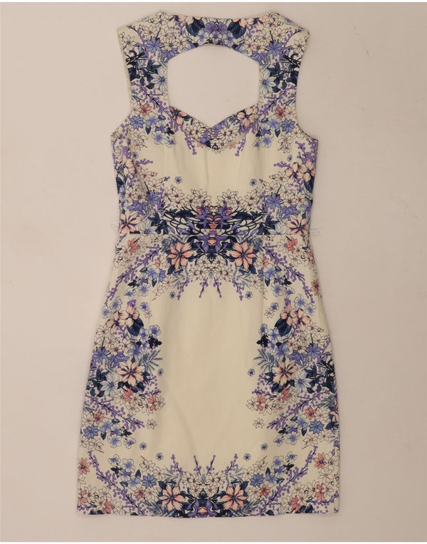 Abito tubino senza maniche da donna Oasis UK 10 Piccolo cotone floreale bianco